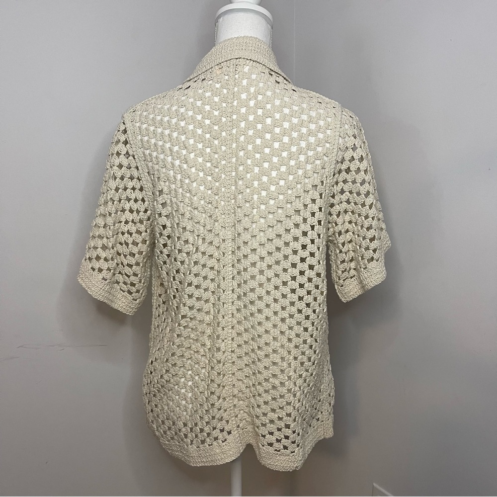 Solitaire Cream Crochet Collared Button-Up - Picture 3 of 7